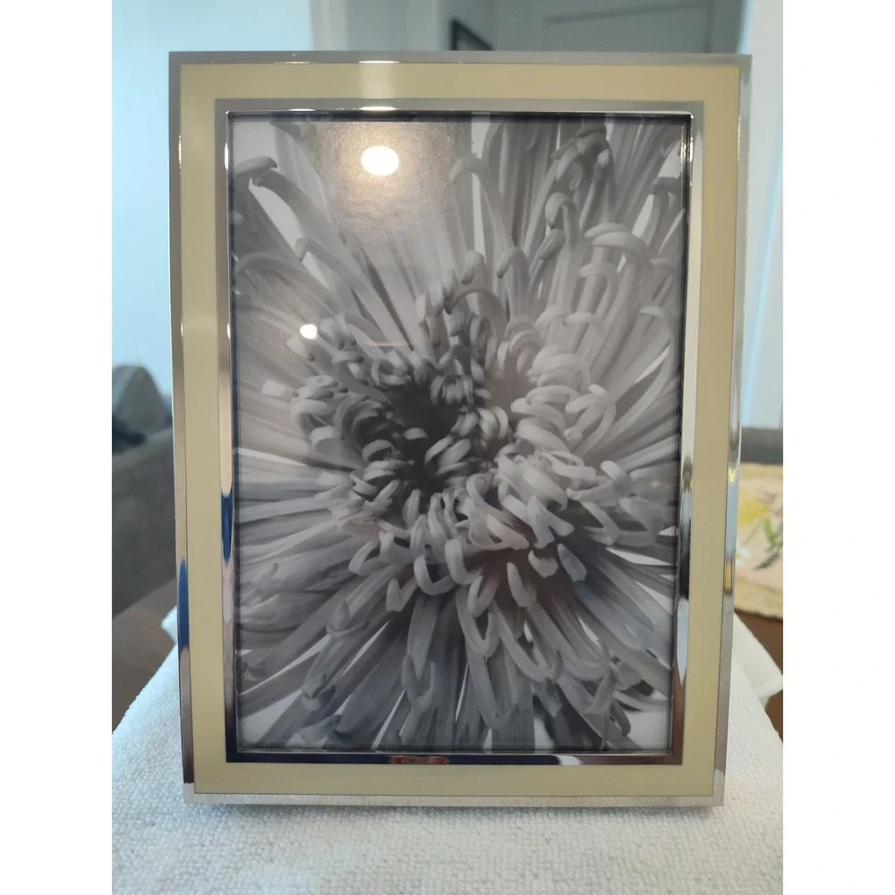 Restoration Hardware Greenwich 5x7 Picture Frame Ivory Silver Enamel Modern Deco